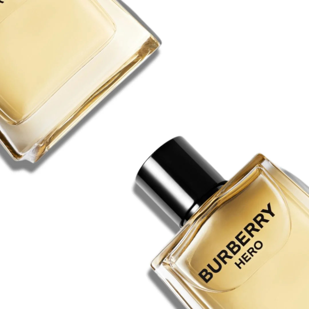 Burberry Hero perfume bottle and packaging on a white background