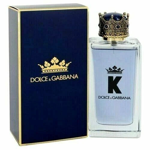 Dolce & Gabbana K perfume bottle and packaging on a white background