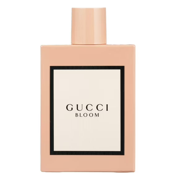 Gucci Bloom perfume bottle on a white background