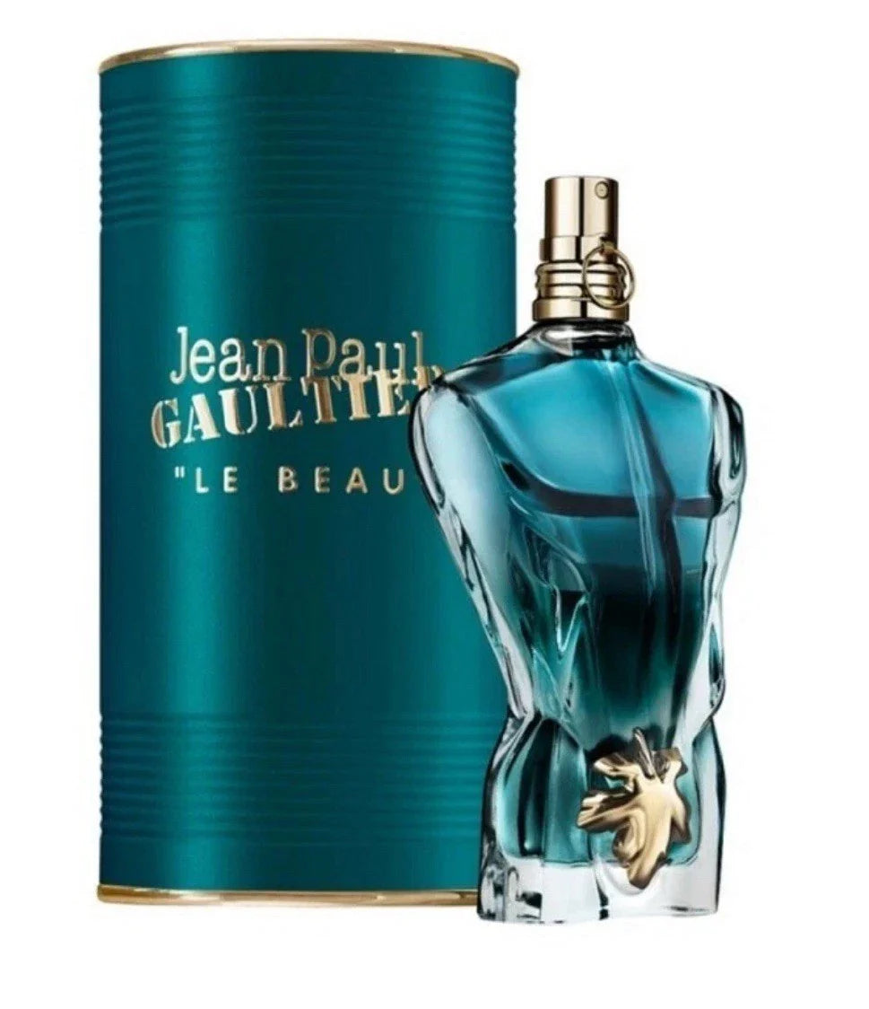 Jean Paul Gaultier perfume bottle and packaging on a white background