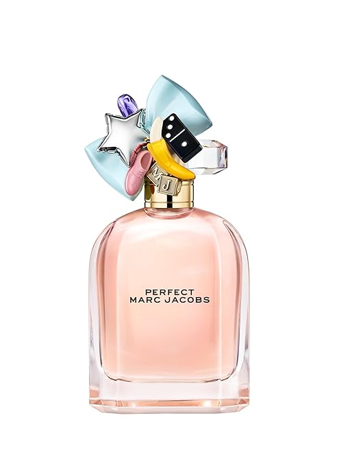 Marc Jacobs Perfect perfume bottle with colorful cap on a white background