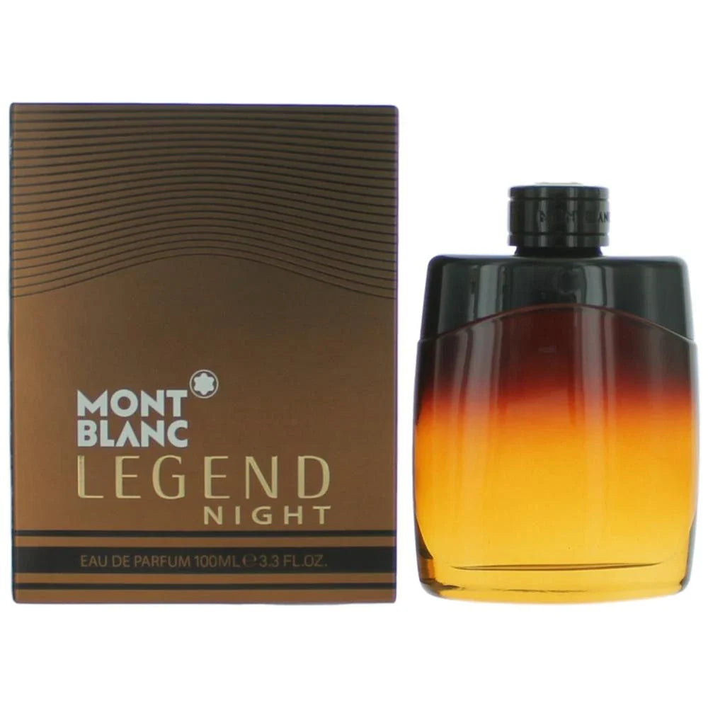 Mont Blanc Legend Night perfume bottle and packaging on a white background