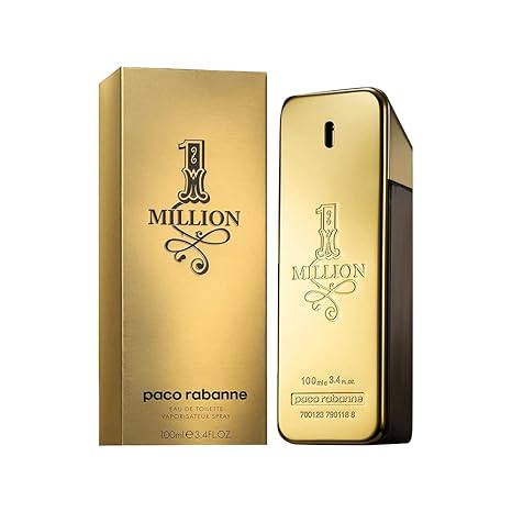Paco Rabanne 1 Million perfume bottle and packaging on a white background